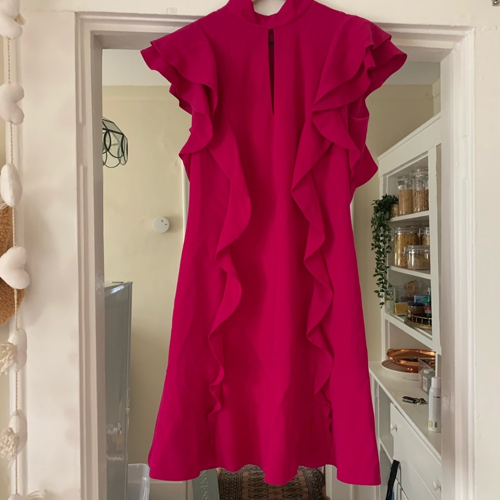 Karen Millen Fuschia Ruffle Dress